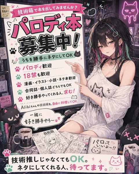「パロディ本募集中！」のポスターイラスト