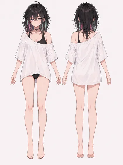 T シャツあり 前後の固定カット