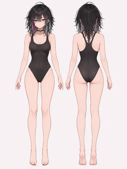 水着のみ 前後の固定カット