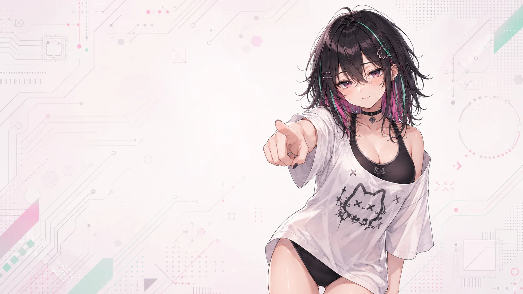 こちらを指差す Alibiちゃん